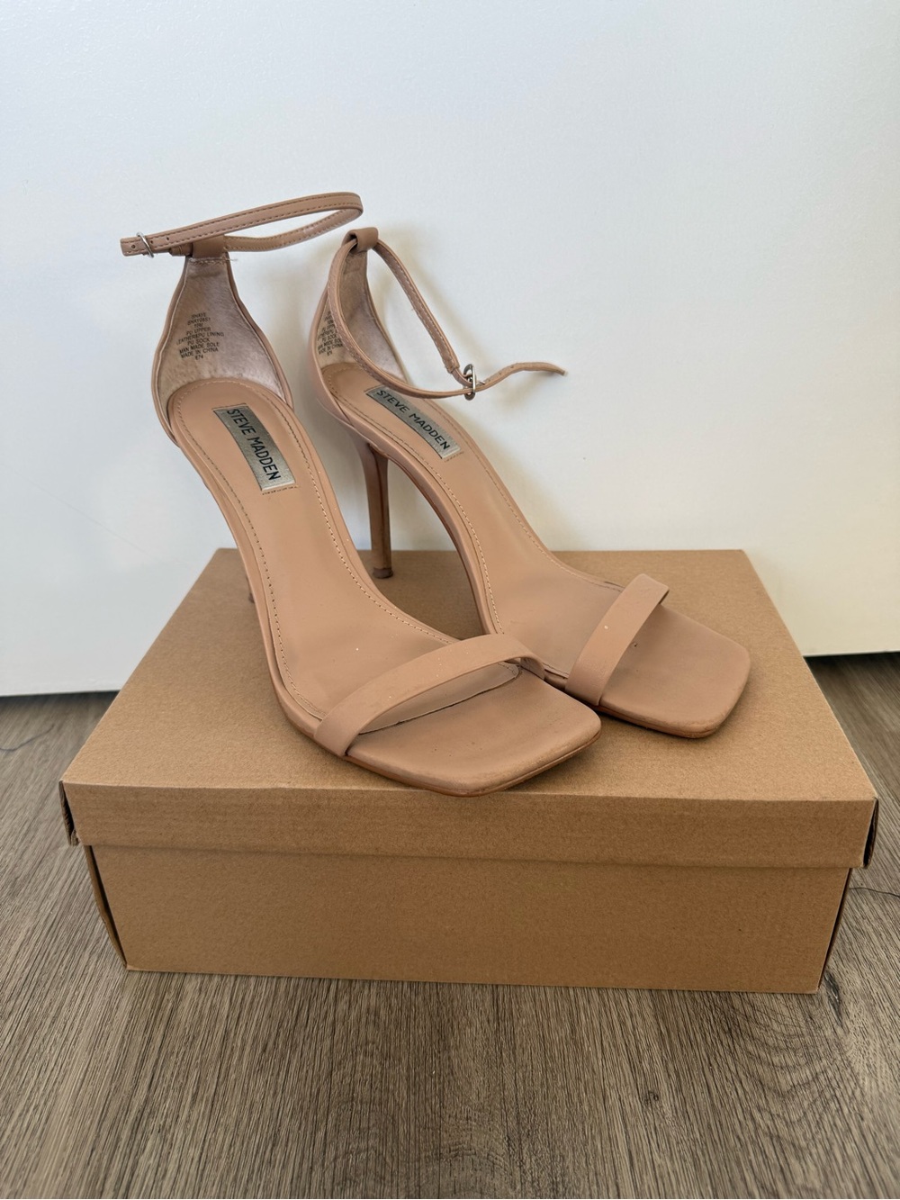 Steve Madden Blush Nude Ankle-Strap Stiletto Sandals